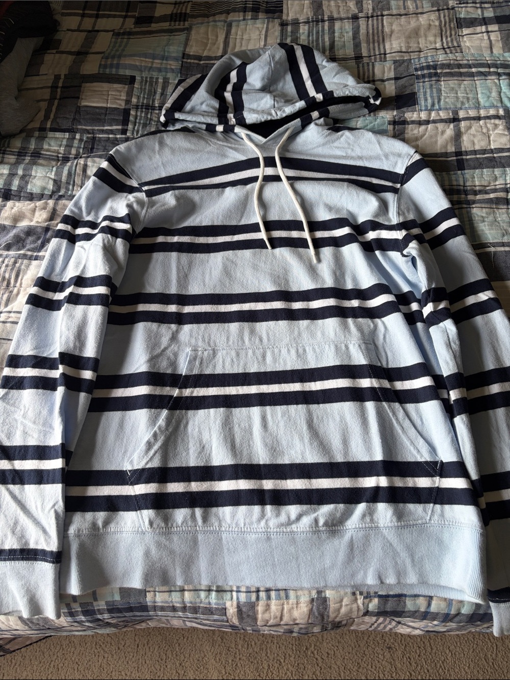 Old Navy Light Blue & Navy Striped Hooded Long-Sleeve Shirt